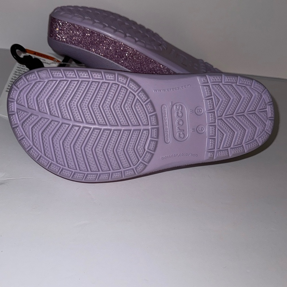 CROCS Crocband Clogs Shoes #205834-5PC Purple Glitter Unisex Women's 8/Men's 6 - Picture 5 of 5